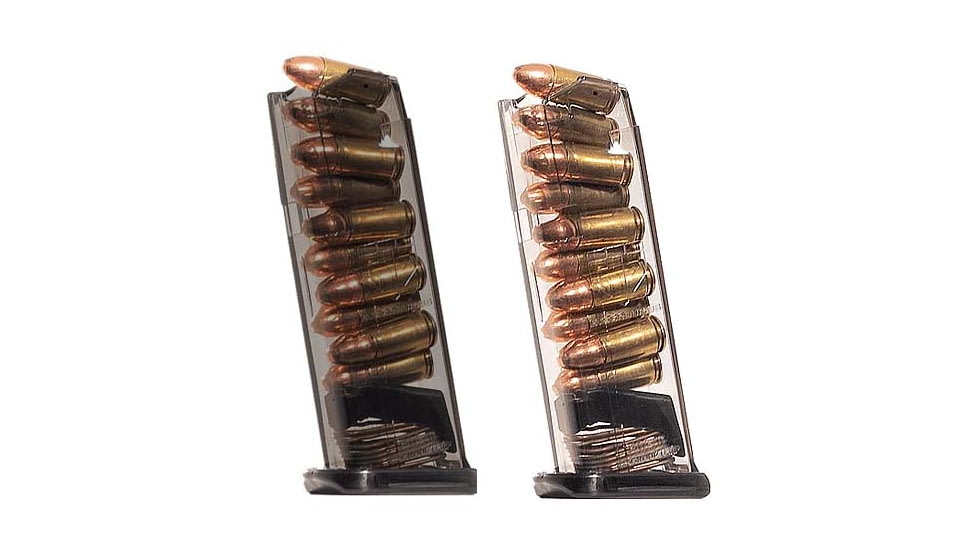 Elite Tactical Systems Glock 43x 9mm 10-Round Pistol Magazine, Carbon Smoke, Clear