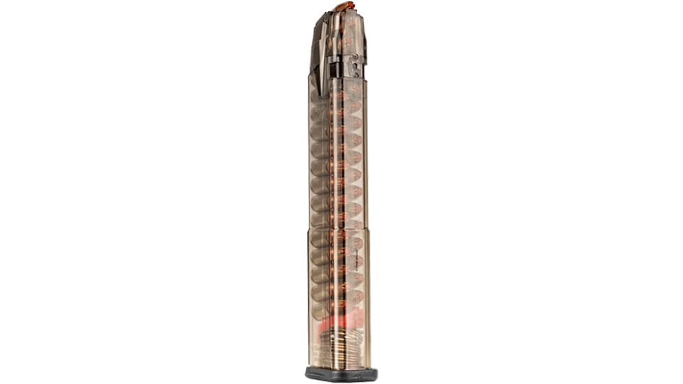 Elite Tactical Systems Omega Glock 17/18/19/26/34/45 Extended Pistol Magazine, 9mm Luger, 32 Round, Translucent Smoke, 1 Pack, Polymer, OMG-GLK-18-32RD