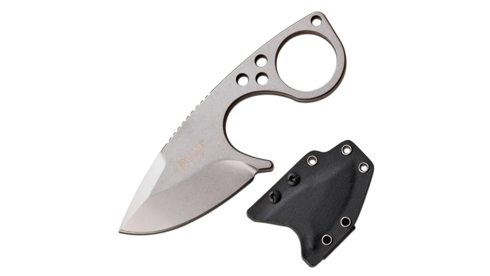 Elite Tactical Teardrop Fixed Blade Knife, 2.25 in, D2 Steel, Drop Point, Light Stonewash, ET-FIX011