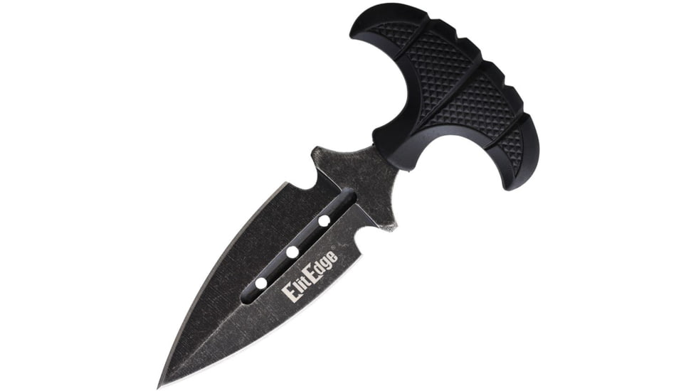 ElitEdge Push Dagger SW Knife, 5.63in Overall, 3in Black Stonewash Double Edge Stainless Dagger Blade, Black Nylon Handle, Nylon Sheath, 20-641SW