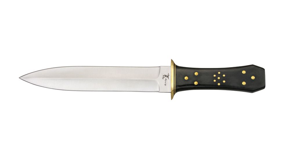 Elk Ridge Dagger Fixed Blade Knife, 8.125in, Stainless Double Edged Dagger, Black Composition Handle ER105
