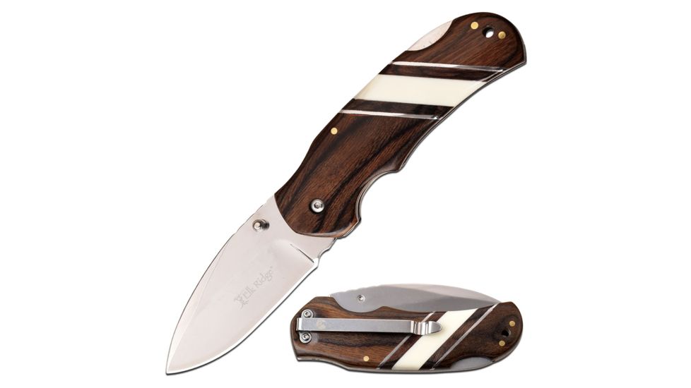 Elk Ridge Manual Folding Knive, 3.25in Blade, 3CR13 Steel Blade Knive, Brown/Wood, ER-949BR