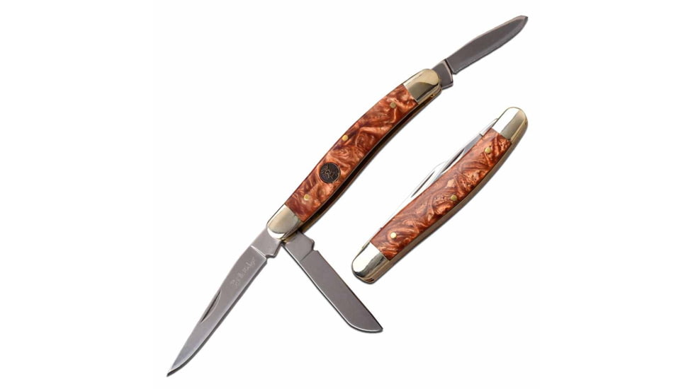 Elk Ridge ER-953BR Manual Folding Knife, 2.5in, 3CR13 Stainless Steel, Spey, Steel Blade, Nickle/Resin, ER-953BR