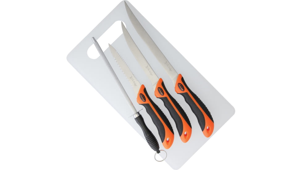 Elk Ridge Fillet Knife Set, Orange nylon handle with black rubber insert, ER-200-13SET
