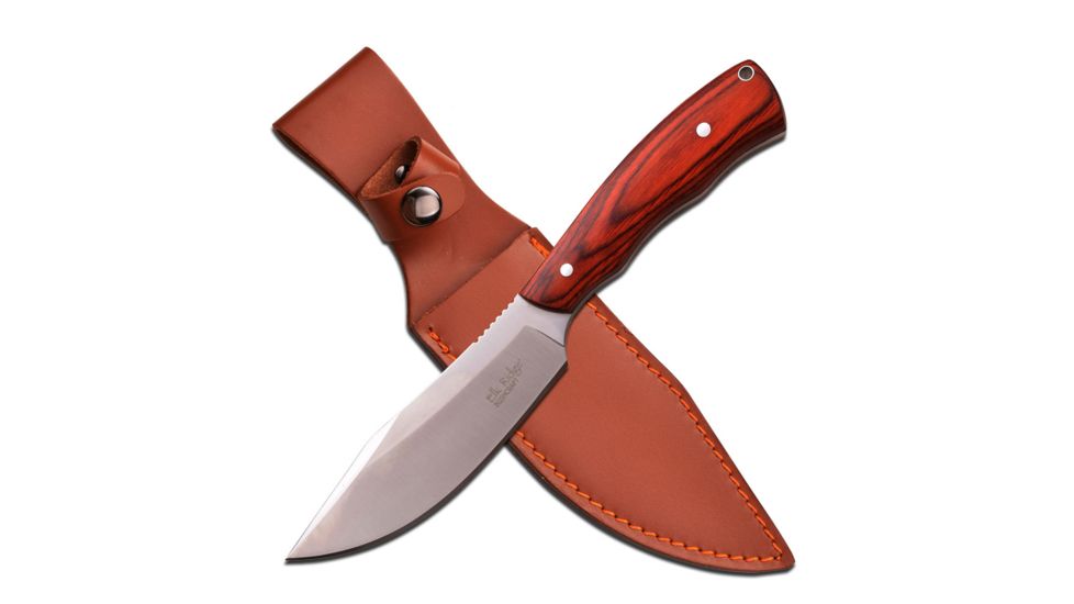 Elk Ridge Fixed Blade, 10.5in, Stainless Steel Blade, Brown Wood Handle ER-550LW
