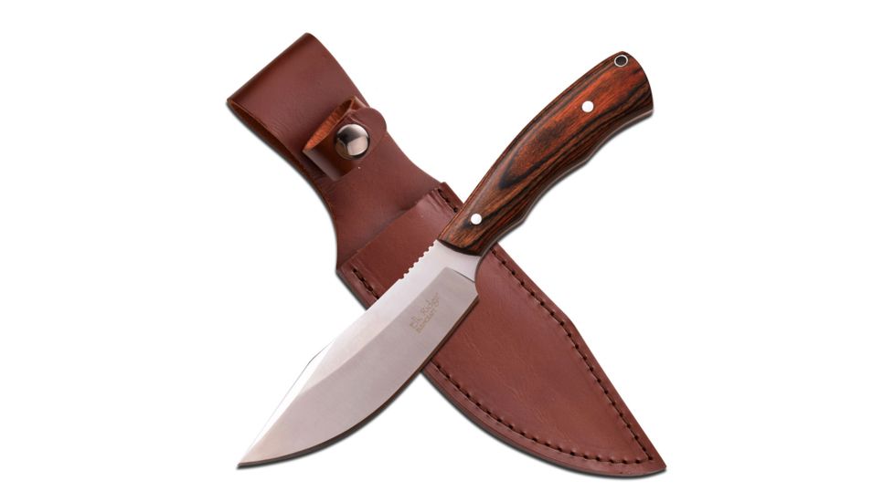 Elk Ridge Fixed Blade, 10.5in, Stainless Steel Blade, Dark Brown Wood Handle ER-550DW