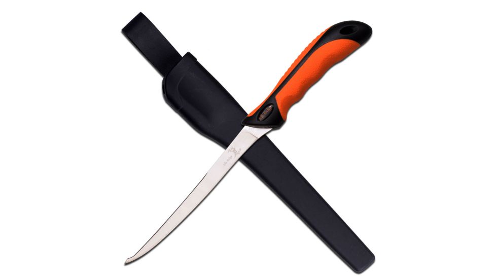 Elk Ridge Fixed Blade, 12.5in, Stainless Steel Blade, Orange/Black Rubber With Two Tone Rubber Injection Handle ER-541
