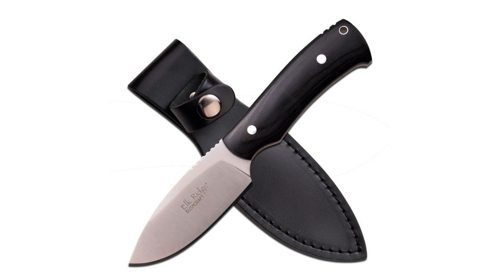 Elk Ridge Fixed Blade, 7.5in, Stainless Steel Blade, Black Wood Handle ER-551BK