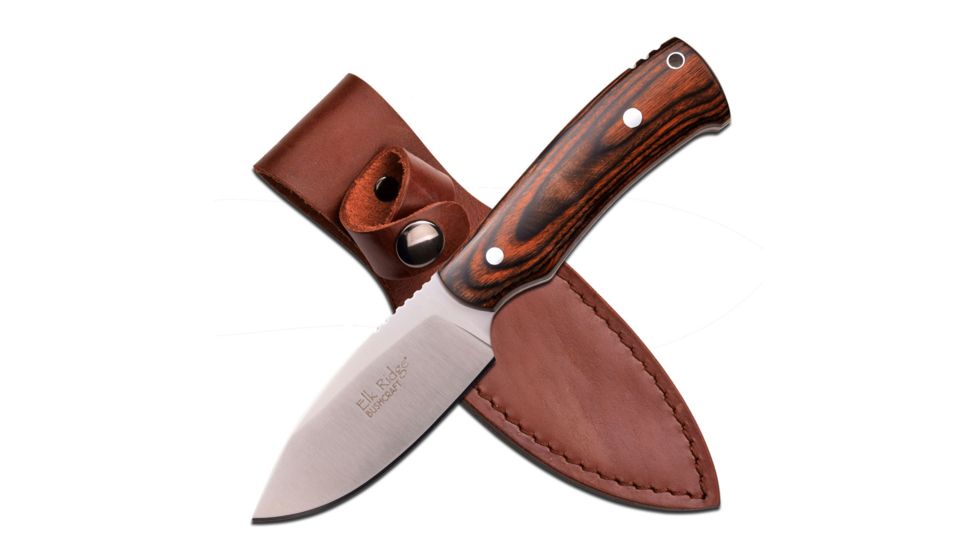 Elk Ridge Fixed Blade, 7.5in, Stainless Steel Blade, Dark Brown Wood Handle ER-551DW