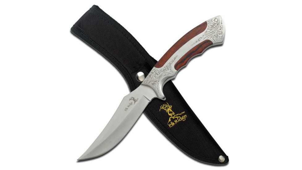 Elk Ridge Fixed Blade, 9.8in, Stainless Steel Blade, Pakkawood And Metal Handle ER-269
