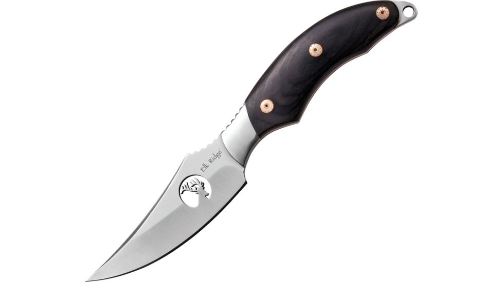 Elk Ridge Fixed Blade Satin Finish Fixed Blade Knife, 3.5in, Clip Point, Satin, Black, Pakkawood Handle ER527BK