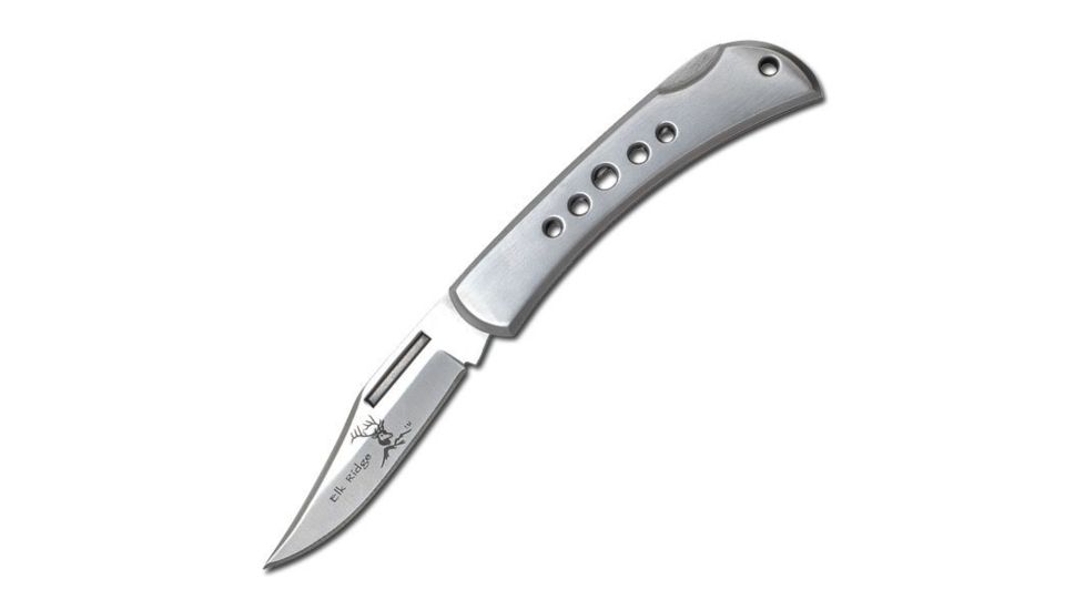 Elk Ridge Folding Blade, 2.25in, Stainless Steel Blade, Silver Stainless Steel Handle ER-125S