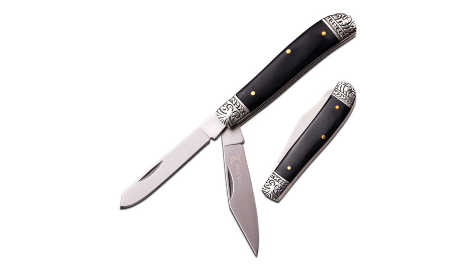 Elk Ridge Folding Blade, 2.75in, Stainless Steel Blade, Black Wood Handle ER-220BW