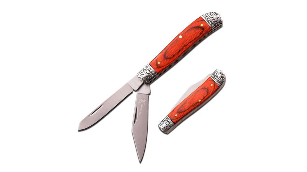 Elk Ridge Folding Blade, 2.75in, Stainless Steel Blade, Dark Brown Wood Handle ER-220DB