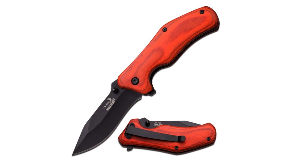 Elk Ridge Folding Blade, 2.9in, Stainless Steel Blade, Red Color Wood Handle ER-A013RW
