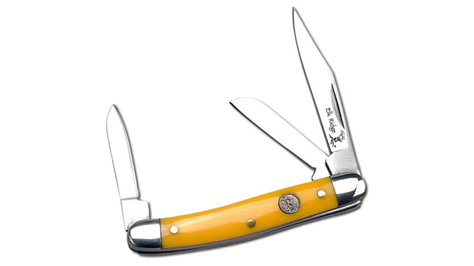 Elk Ridge Folding Blade, 2in, Stainless Steel Blade, Derlin Yellow Handle ER-323SY