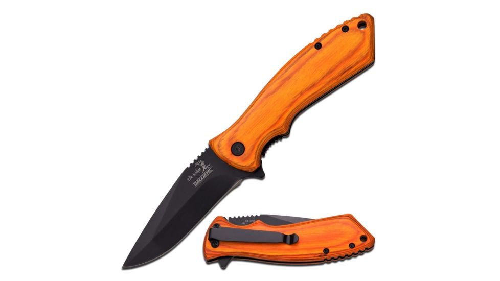 Elk Ridge Folding Blade, 3.25in, Stainless Steel Blade, Light Brown Bubinga Wood Handle ER-A002LB