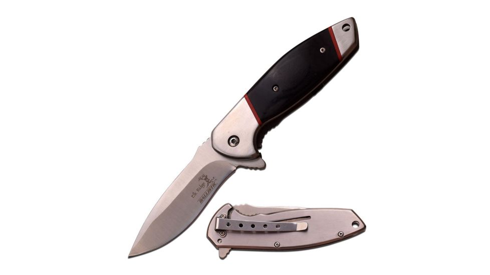 Elk Ridge Folding Blade, 3.3in, Stainless Steel Blade, Black Pakkawood Handle ER-A163BW