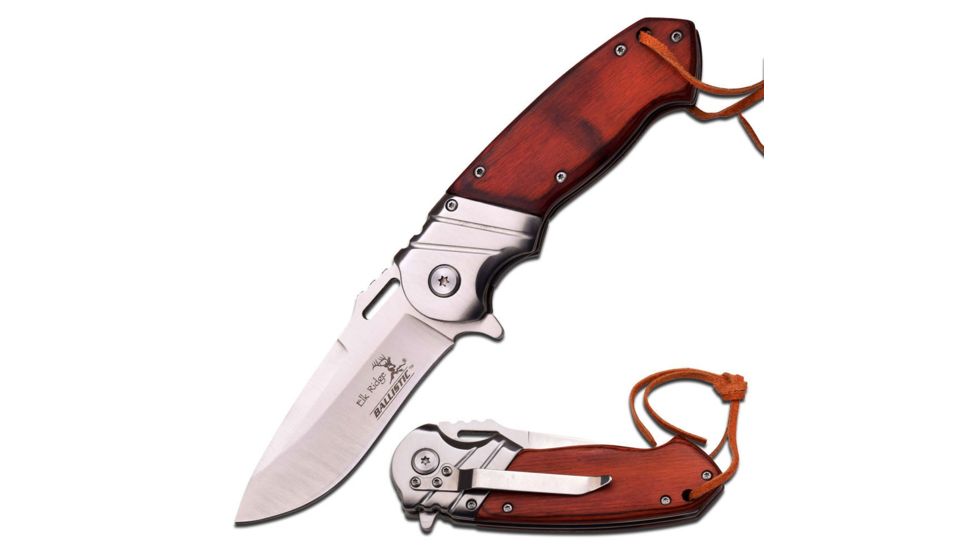 Elk Ridge Folding Blade, 3.5in, Stainless Steel Blade, Brown Pakkawood Handle ER-A003SW