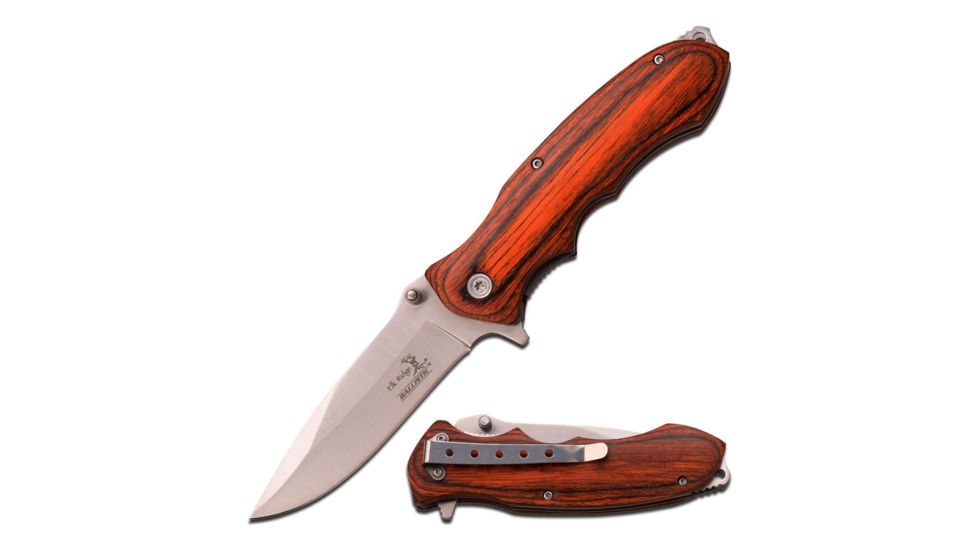 Elk Ridge Folding Blade, 3.5in, Stainless Steel Blade, Pakkawood Handle ER-A160SW
