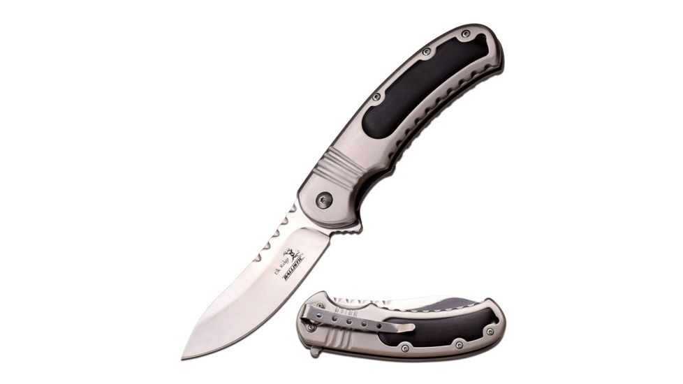 Elk Ridge Folding Blade, 3.5in, Stainless Steel Blade, Stainless Steel Black Pakkawood Insert Handle ER-A014BW