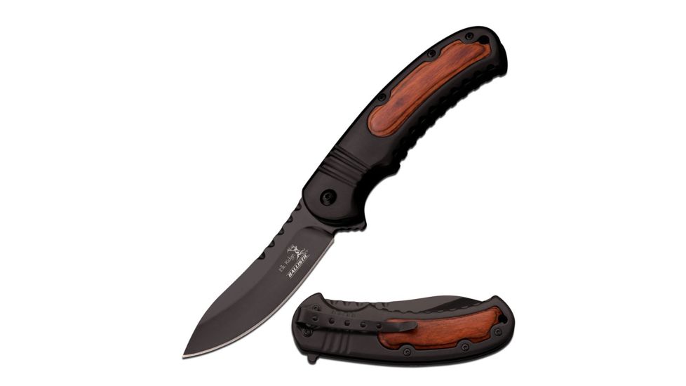 Elk Ridge Folding Blade, 3.5in, Stainless Steel Blade, Stainless Steel Black Pakkawood Insert Handle ER-A014PW