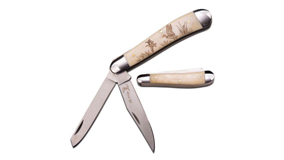 Elk Ridge Folding Blade, 3in, Stainless Steel Blade, Ox Bone Insert Handle ER-220DK