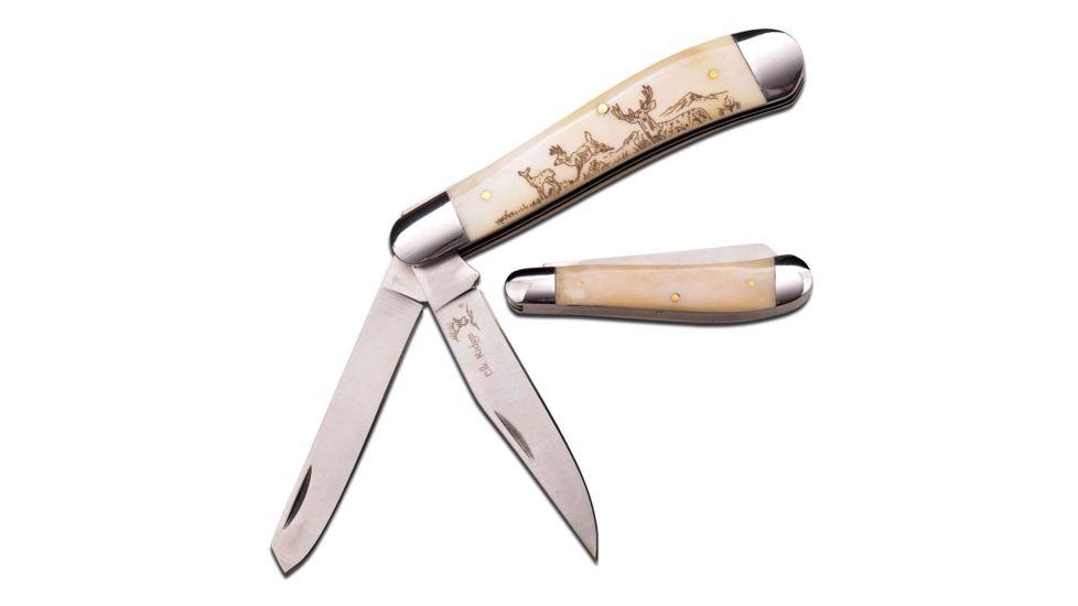 Elk Ridge Folding Blade, 3in, Stainless Steel Blade, Ox Bone Insert Handle ER-220DR