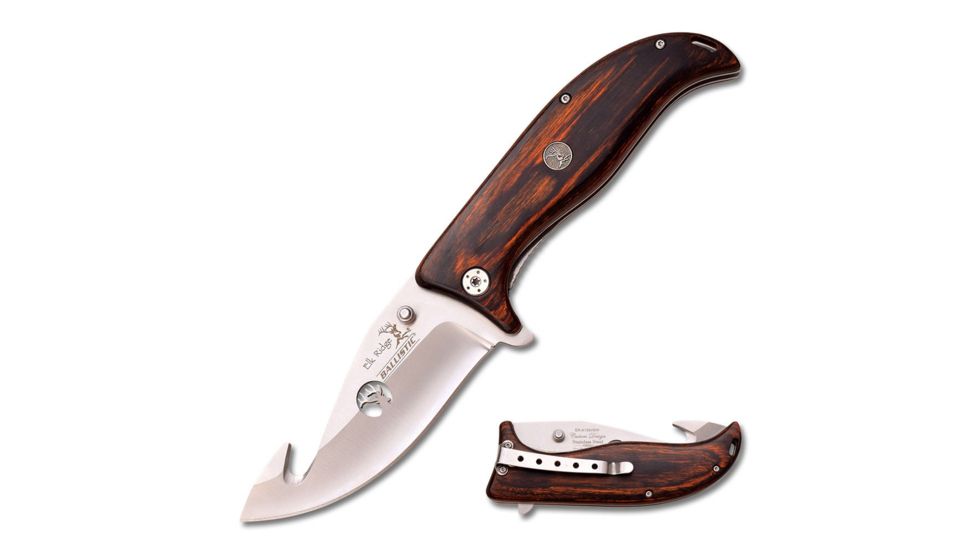 Elk Ridge Folding Blade, 4in, Stainless Steel Blade, Brown Wood Handle ER-A156HBW