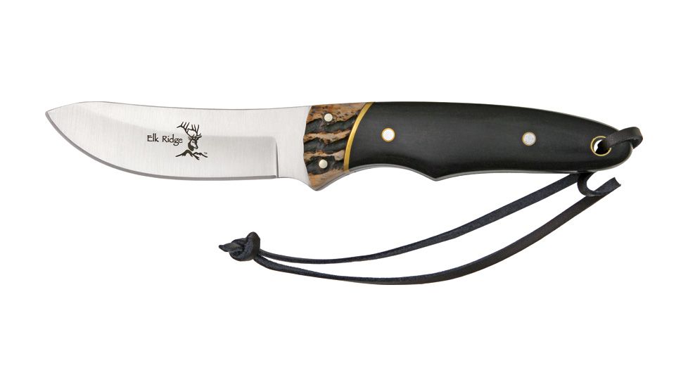 Elk Ridge Hunter Fixed Blade Knife 3.625in, 3.375in, Upswept Blade, Black Wood Handle ER088