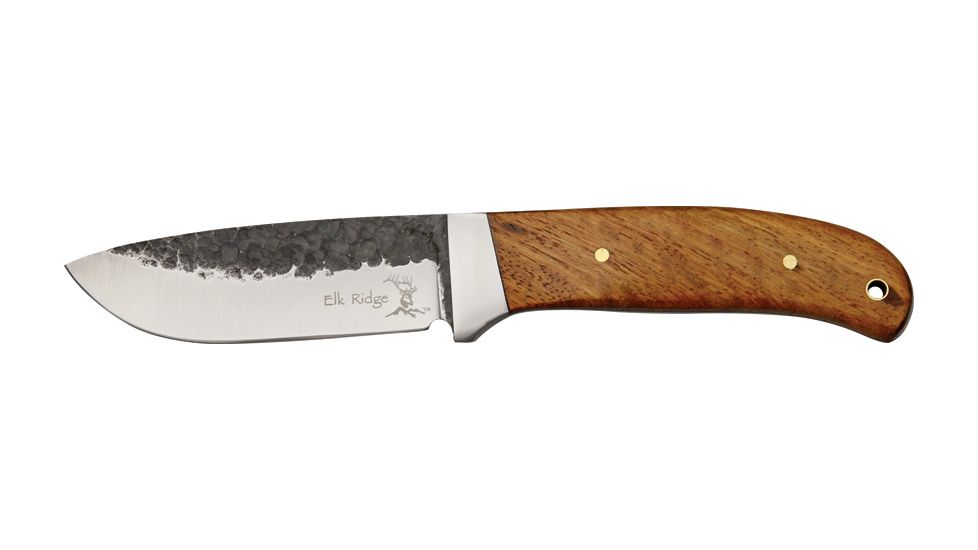 Elk Ridge Hunter Fixed Blade Knife, 3.625in, Carbon Steel Blade, Brown Wood Handle ER268