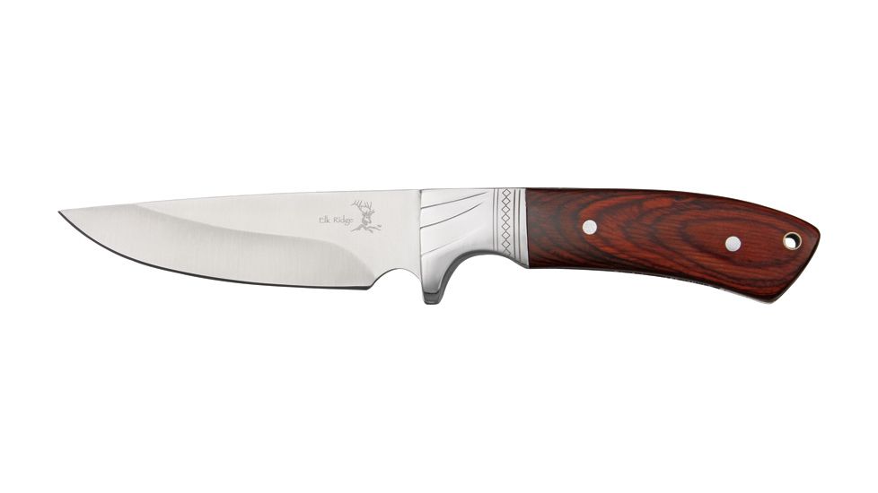 Elk Ridge Hunter Fixed Blade Knife, 4.375in, Stainless Blade, Brown Pakkawood Handle ER148