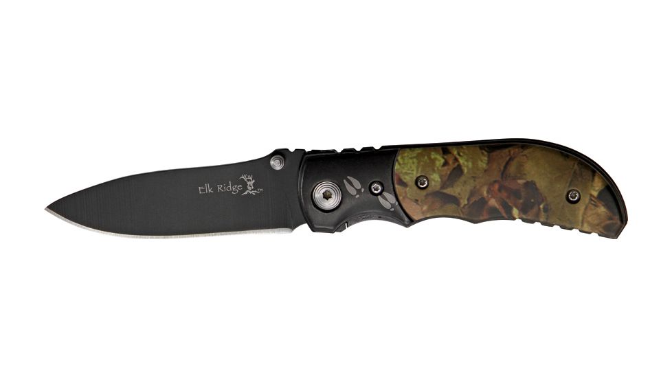 Elk Ridge Linerlock Folding Knife 2.75in, 2.75in, Black Stainless Blade Dual Thumb Studs, Black Aluminum Handle ER133