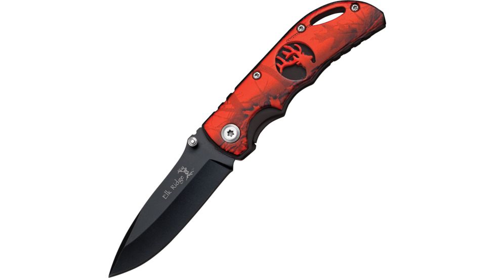 Elk Ridge Linerlock Knife w/ Red Camo Handle, Red Camo ER134RCB