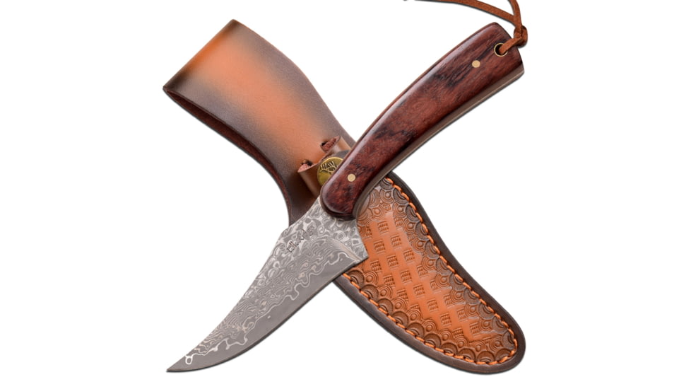 Elk Ridge Persian Fixed Blade Knife, 3 in, Damascus Steel, Brown, ER-299RDM
