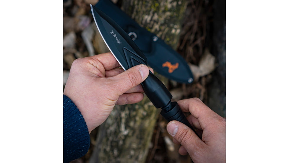 Elk Ridge Spire Fine Edge Fixed Blade Knife, 4.25in, Stainless Steel 3CR14MoV, Spear Point, Black Handle, ER-SP002BK