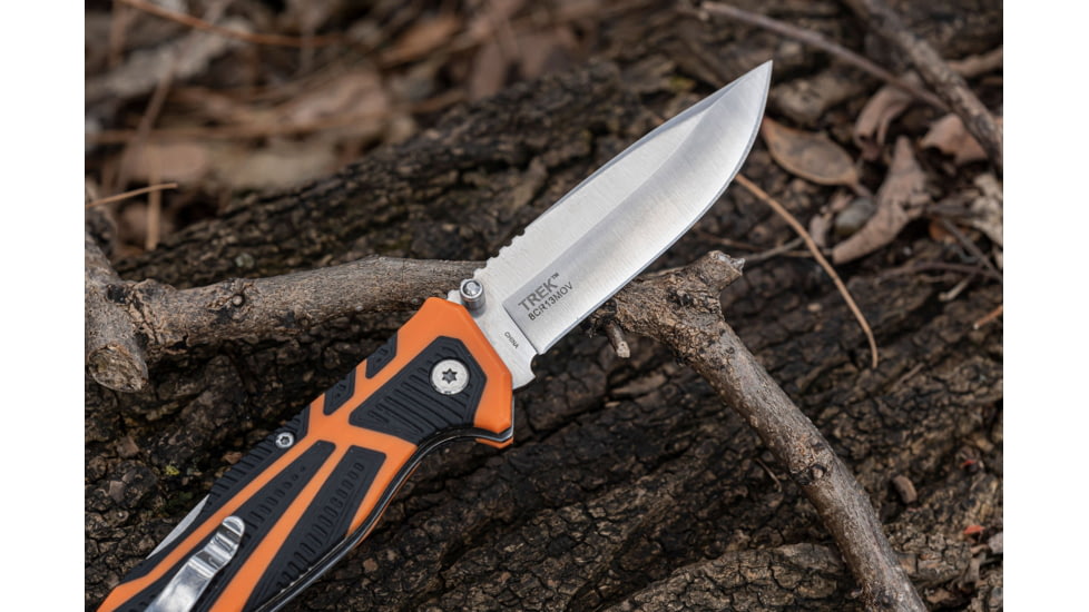 Elk Ridge Trek Manual Folding Knife, 3.5in, Stainless Steel 8Cr13MoV, Drop Point, Satin Handle, ER-TKFDR001