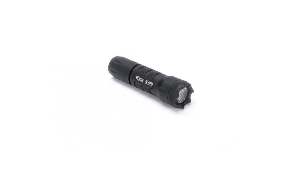 Alpha 1-Cell LED Flashlight,Black,415 Lumens w/Crenellated Bezel Ring,Flood Lens,Click Tailcap