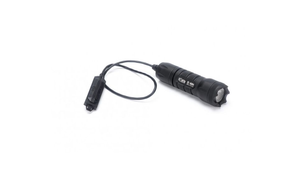 Alpha 1-Cell LED Flashlight,Black,415 Lumens w/Crenellated Bezel Ring,Flood Lens,Remote Tape Switch w/12in Cable
