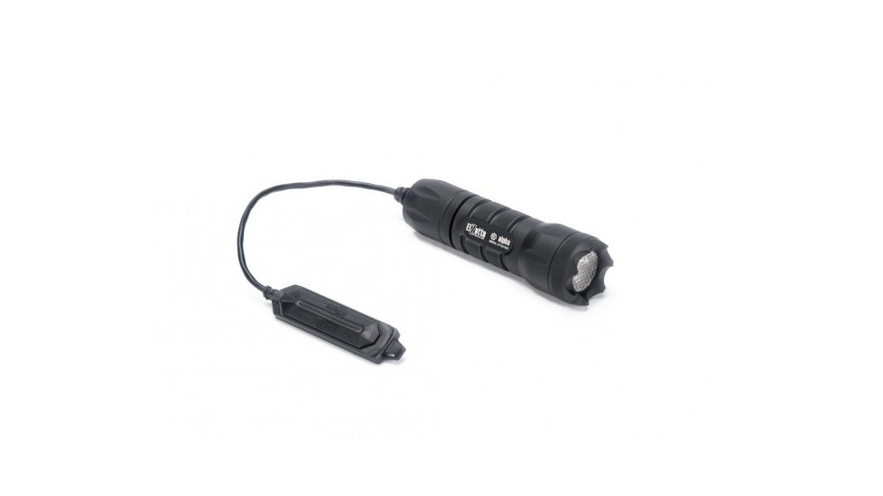 Alpha 1-Cell LED Flashlight,Black,415 Lumens w/Crenellated Bezel Ring,Flood Lens,Remote Tape Switch w/5in Cable