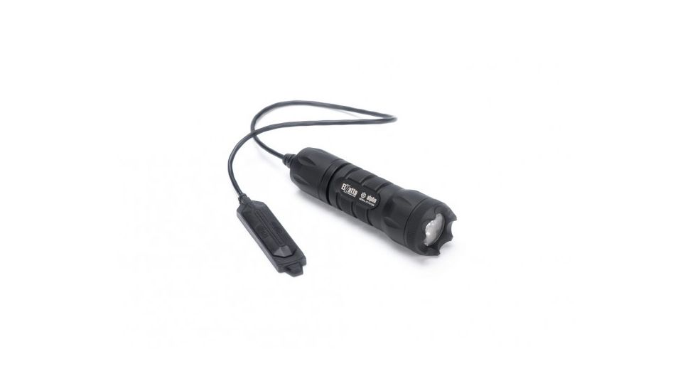 Alpha 1-Cell LED Flashlight,Black,415 Lumens w/Crenellated Bezel Ring,Standard Lens,Remote Tape Switch w/12in Cable