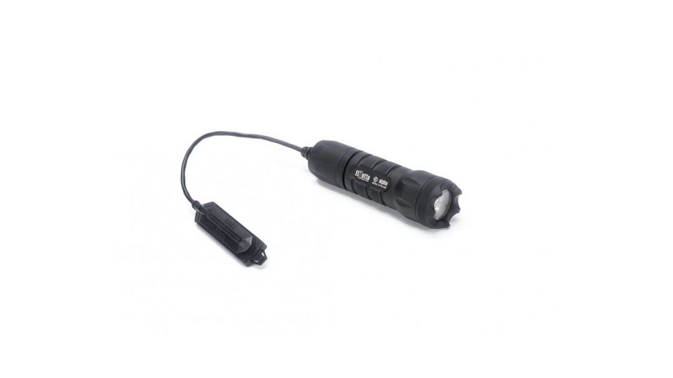 Alpha 1-Cell LED Flashlight,Black,415 Lumens w/Crenellated Bezel Ring,Standard Lens,Remote Tape Switch w/5in Cable