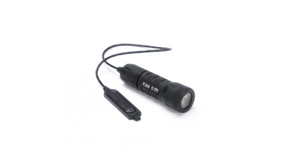 Alpha 1-Cell LED Flashlight,Black,415 Lumens w/Standard Bezel Ring,Flood Lens,Remote Tape Switch w/12in Cable