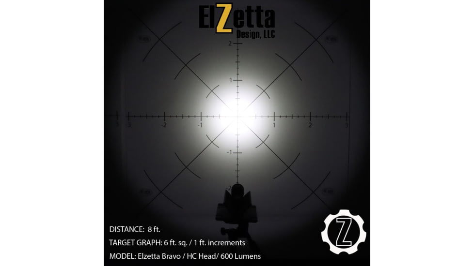 Elzetta Bravo 2-Cell Flashlight w/Crenellated Bezel Ring, CR123, White, 600 Lumens, HC Head, Rotary Tailcap, Black, B551