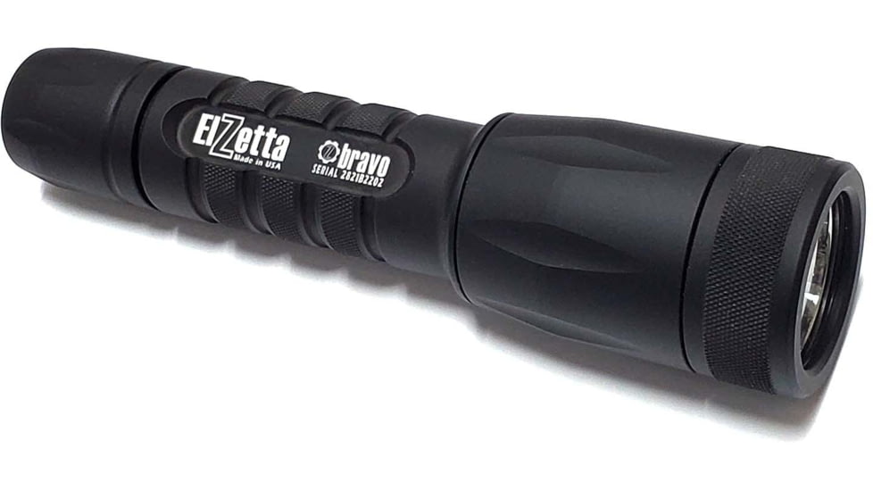Elzetta Bravo 2-Cell Flashlight w/Standard Bezel Ring, CR123, White, 600 Lumens, HC Head, Rotary Tailcap, Black, B451