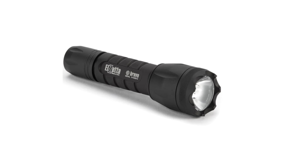 Elzetta Bravo 2-Cell LED Flashlight, 650 Lumens w/Crenellated Bezel Ring, High Output AVS Head, High/Low Tailcap, Black, B333-650
