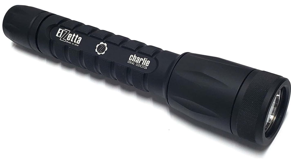 Elzetta Charlie 3-Cell Flashlight w/Standard Bezel Ring, CR123, White, 900 Lumens, HC Head, Rotary Tailcap, Black, C451