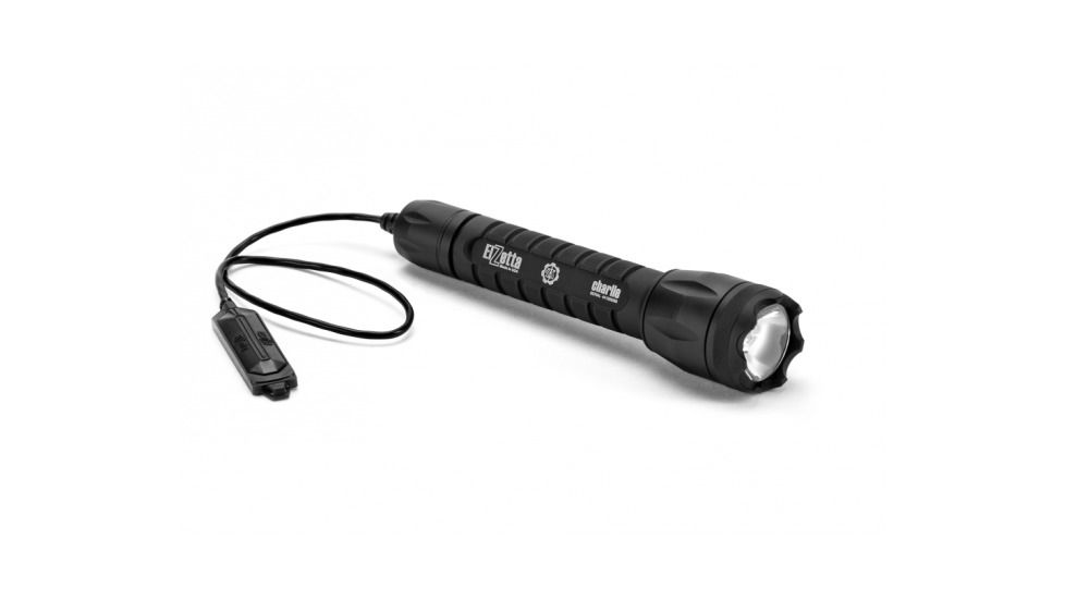 Charlie 3-Cell LED Flashlight,Black,900 Lumens w/Crenellated Bezel Ring,High Output Avs Head,Remote Tape Switch,12in
