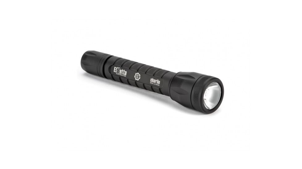 Elzetta Charlie 3-Cell LED Flashlight, 1350 Lumens w/Standard Bezel Ring, High Output AVS Head, Click Tailcap, Black, C132