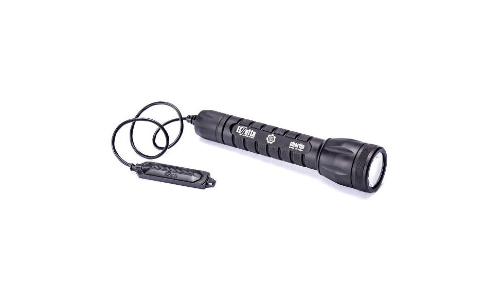 Elzetta Charlie 3-Cell LED Flashlight, 1350 Lumens w/Standard Bezel Ring, High Output AVS Head, Remote Tape Switch 12in, Black, C136